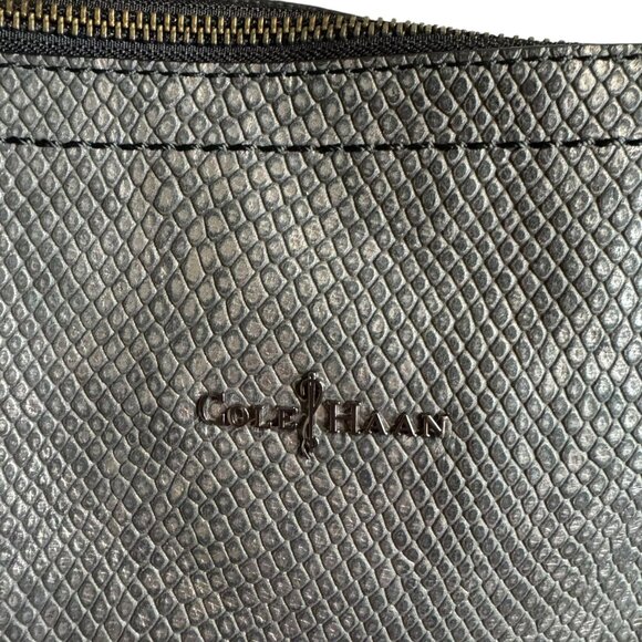 Cole Haan Gunmetal snakeskin Pebbled Leather Tote Purse Bag. Preowned li… - Picture 5 of 6